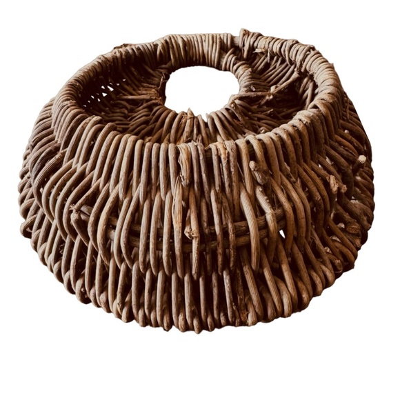 Vintage Handmade Round Woven Wicker Wall Basket (pair of 2) Rustic Farm Decor - Picture 2 of 10